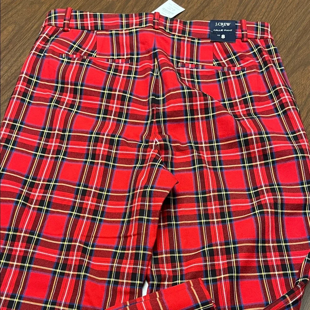 J Crew red plaid Kallie pants, size 8, NWT‎